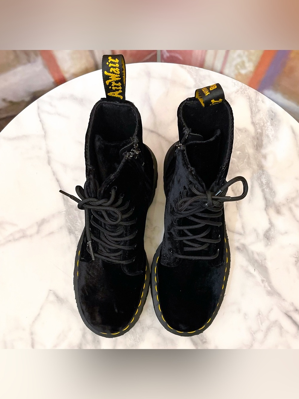 Dr. Martens Jadon Velvet Platform Boots Black Size 7 EUC - Picture 4 of 13